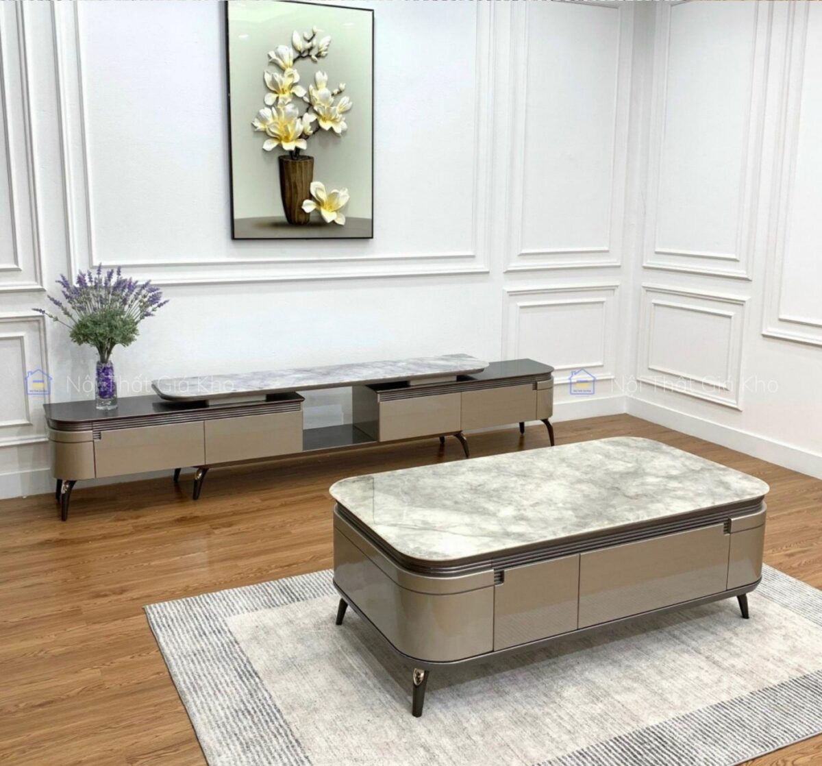 Combo bàn trà sofa kệ tivi đồng bộ