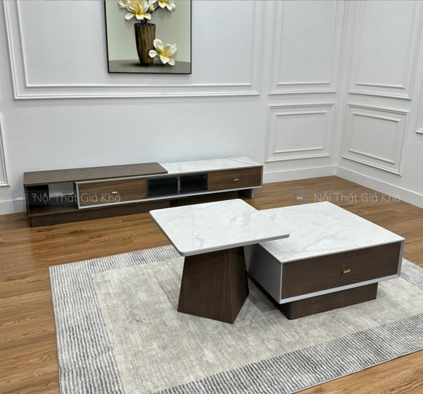 Combo bàn trà và kệ tivi