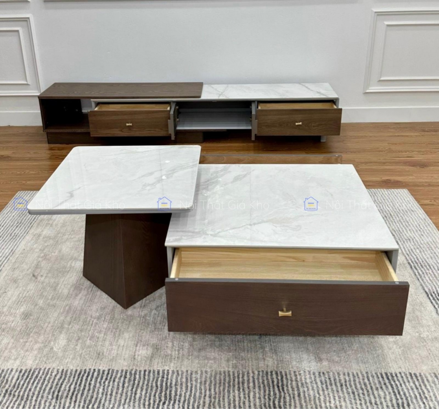 Combo bàn trà và kệ tivi