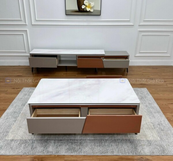 Combo bàn trà và kệ tivi đẹp