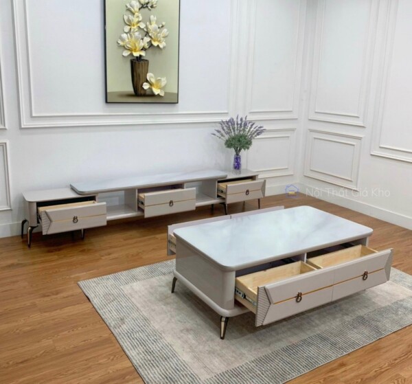 Combo bàn trà và kệ tivi đồng bộ