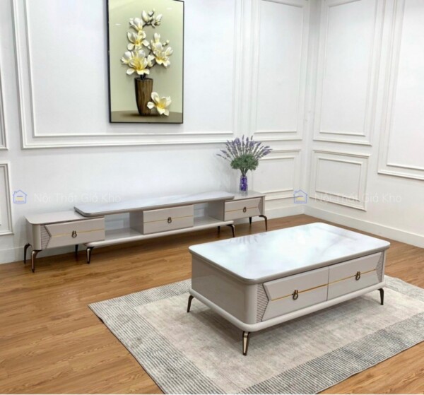 Combo bàn trà và kệ tivi đồng bộ