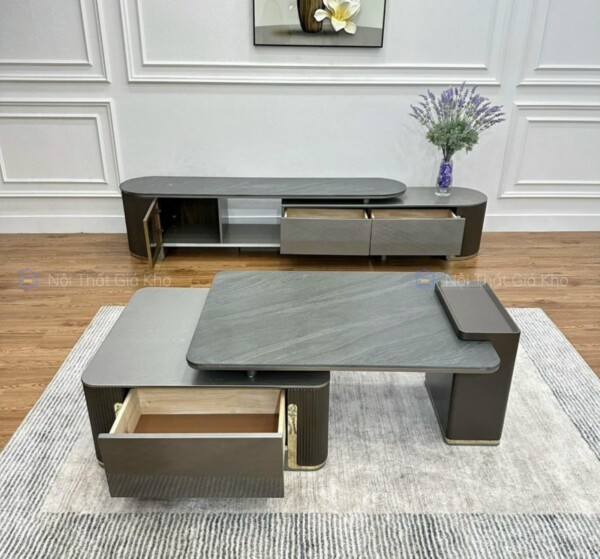 Combo bàn trà và kệ tivi hiện đại