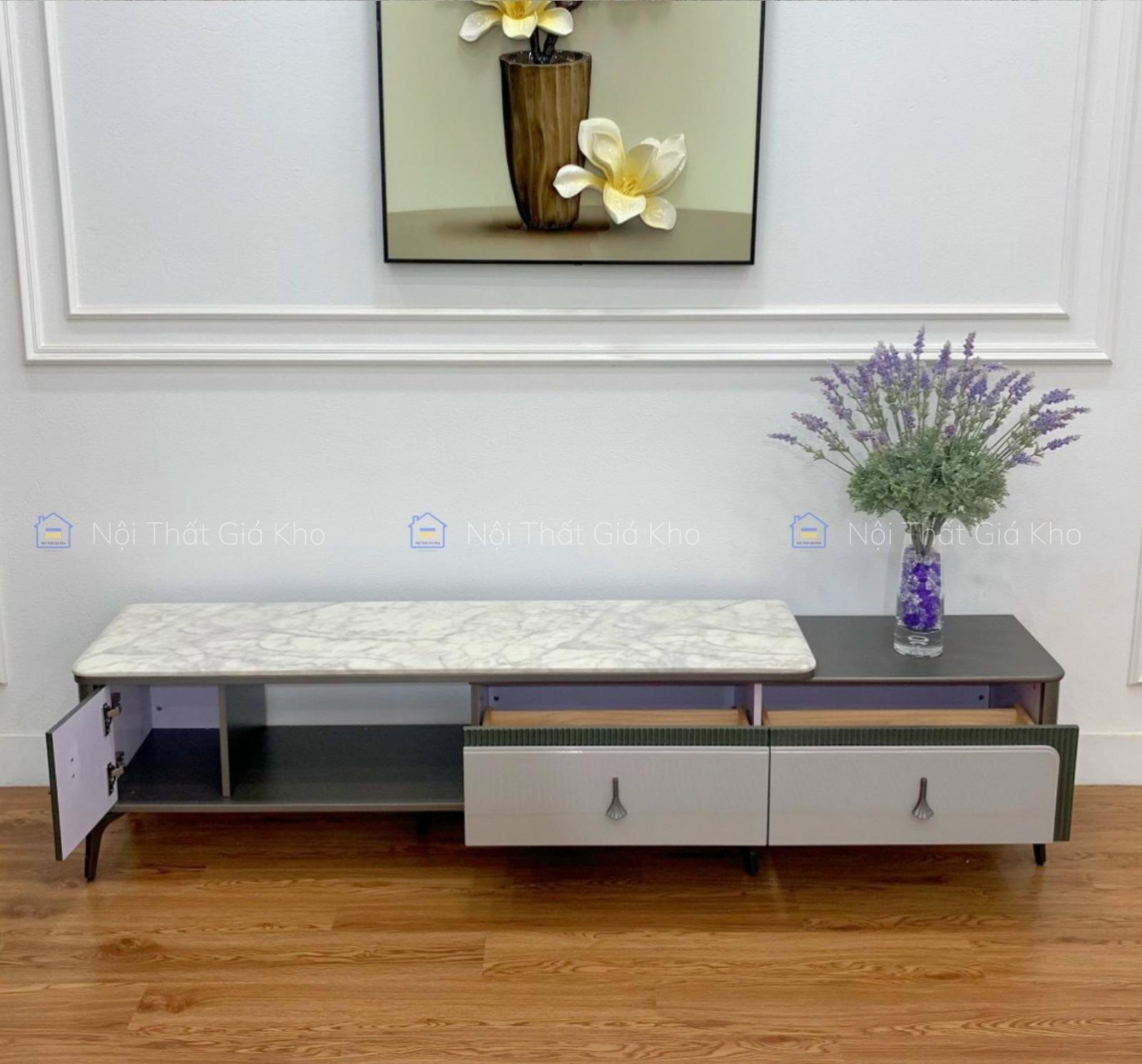 Combo bàn trà và kệ tivi nhập đồng bộ