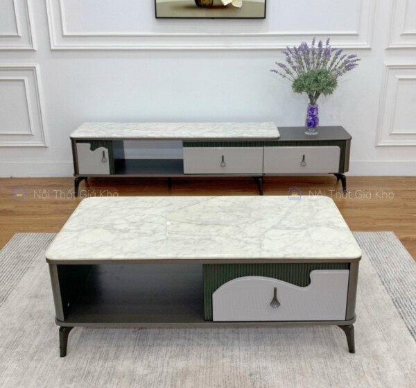Combo bàn trà và kệ tivi nhập đồng bộ