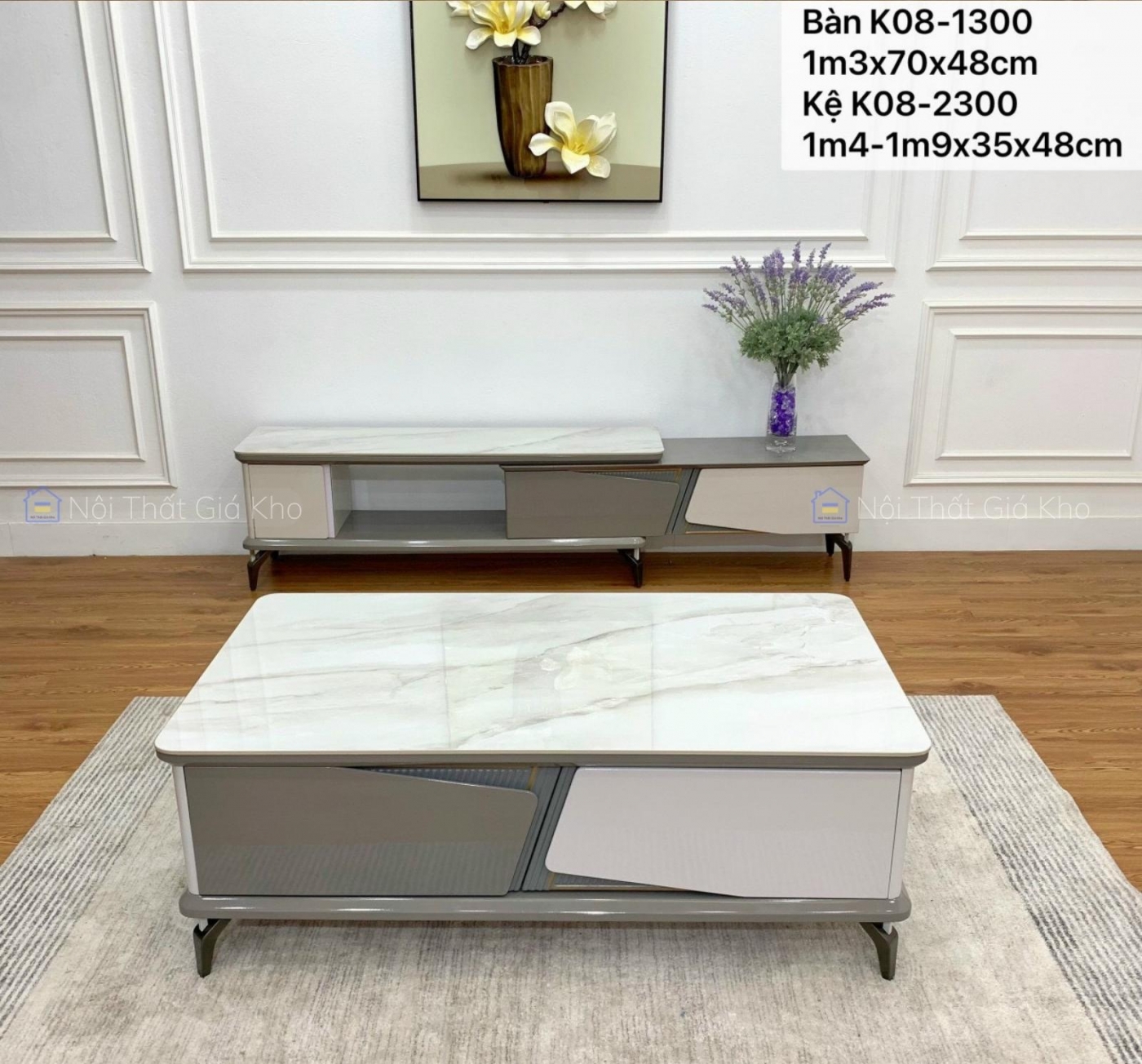 Combo bàn trà và kệ tivi nhập khẩu