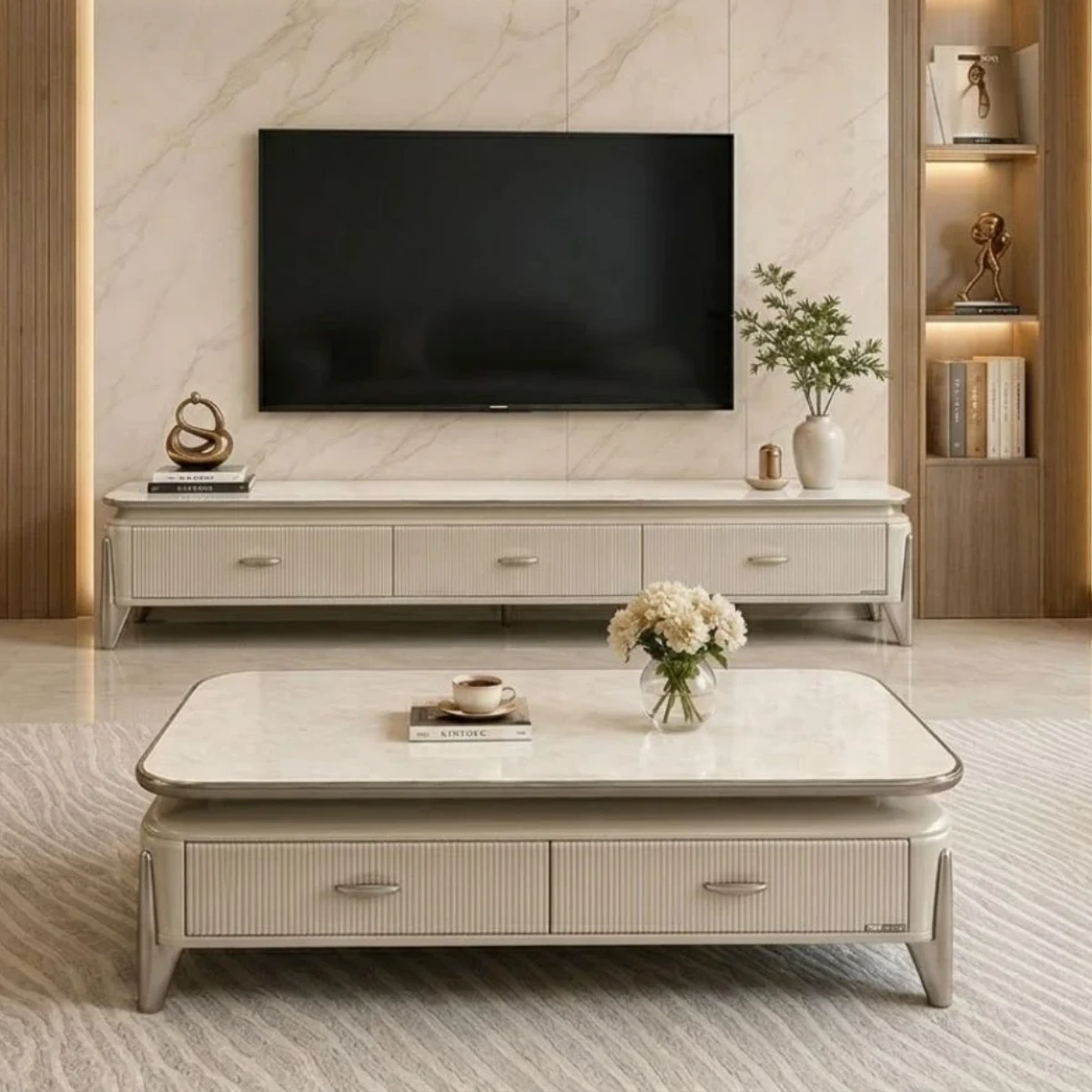 Combo bàn trà và kệ tivi nhập khẩu BT22