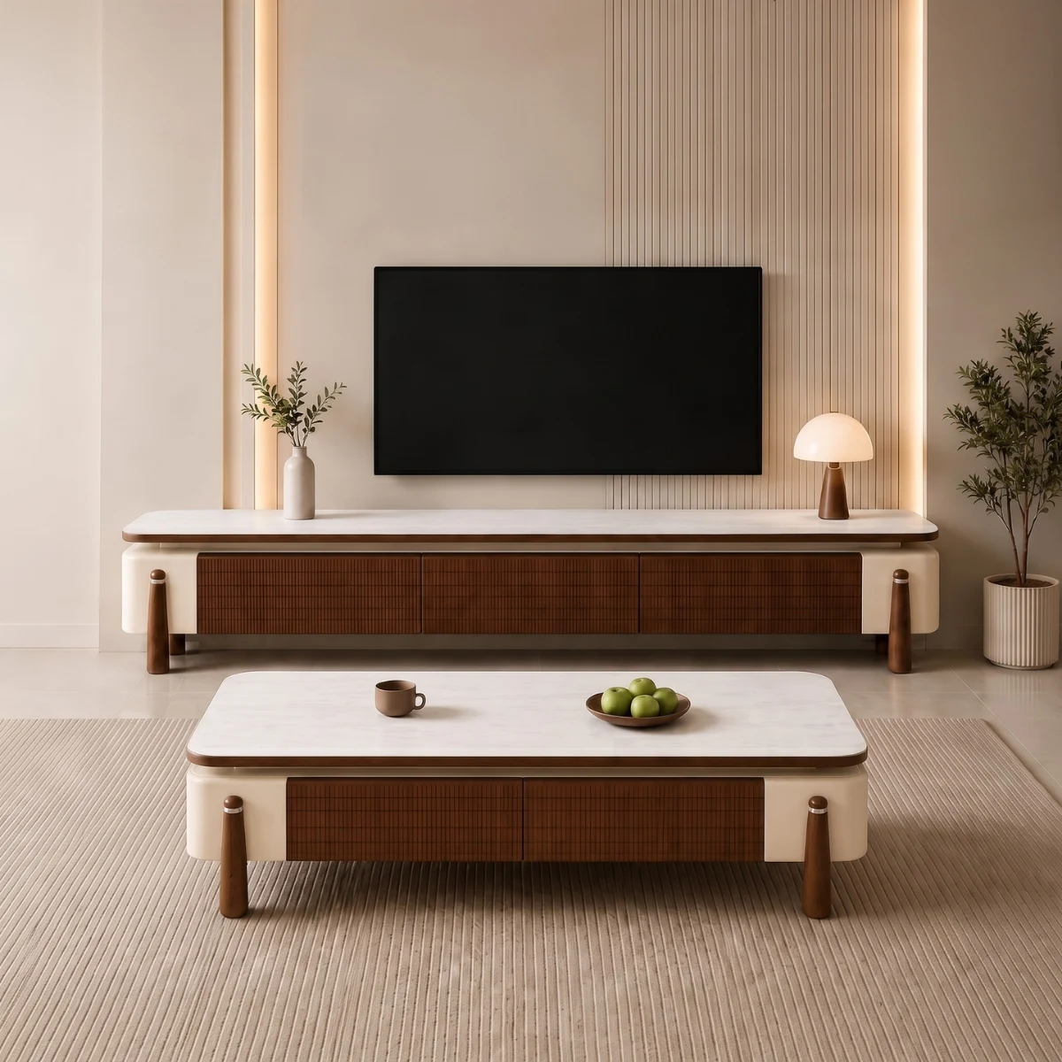 Combo bàn trà và kệ tivi nhập khẩu BT23