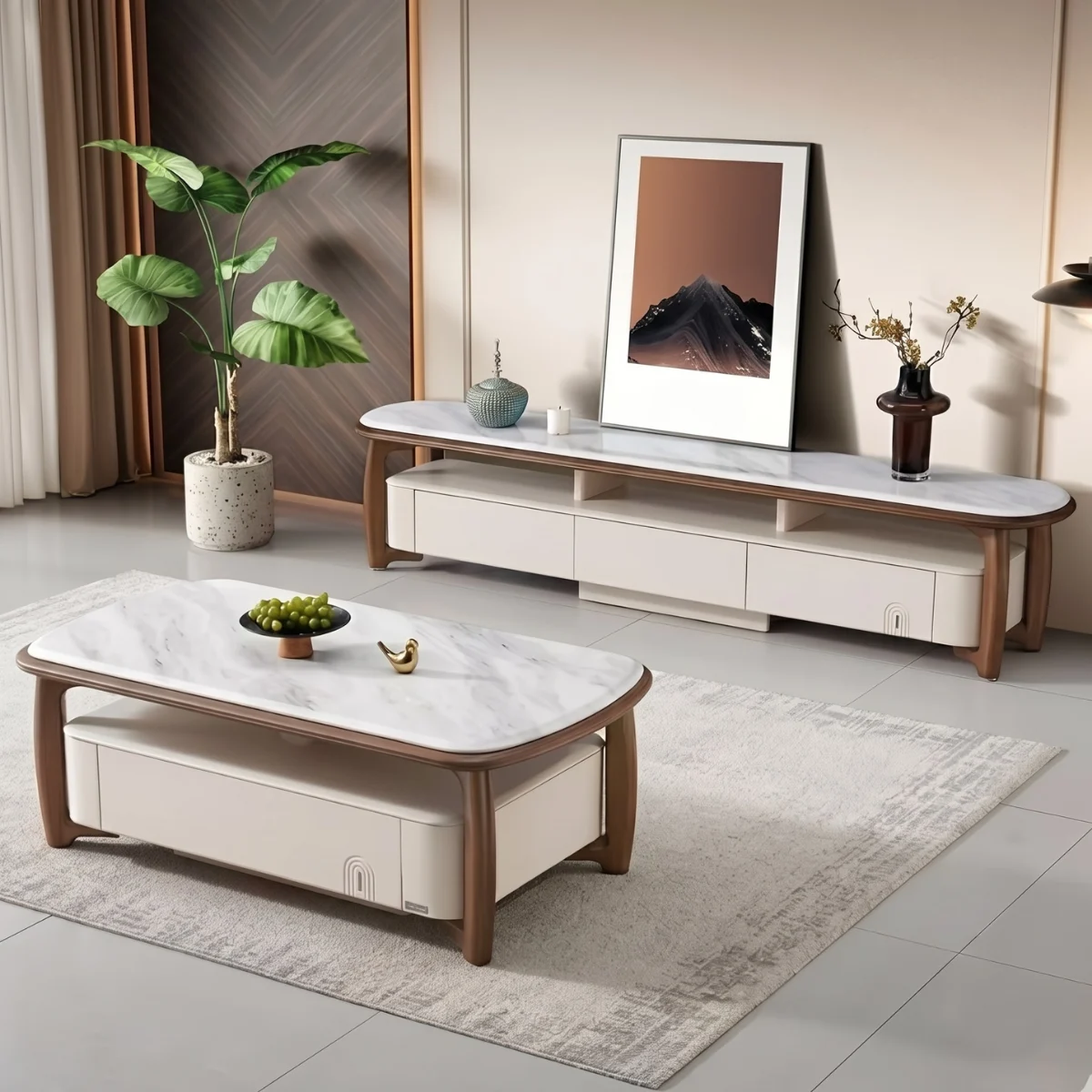 Combo bàn trà và kệ tivi nhập khẩu BT24