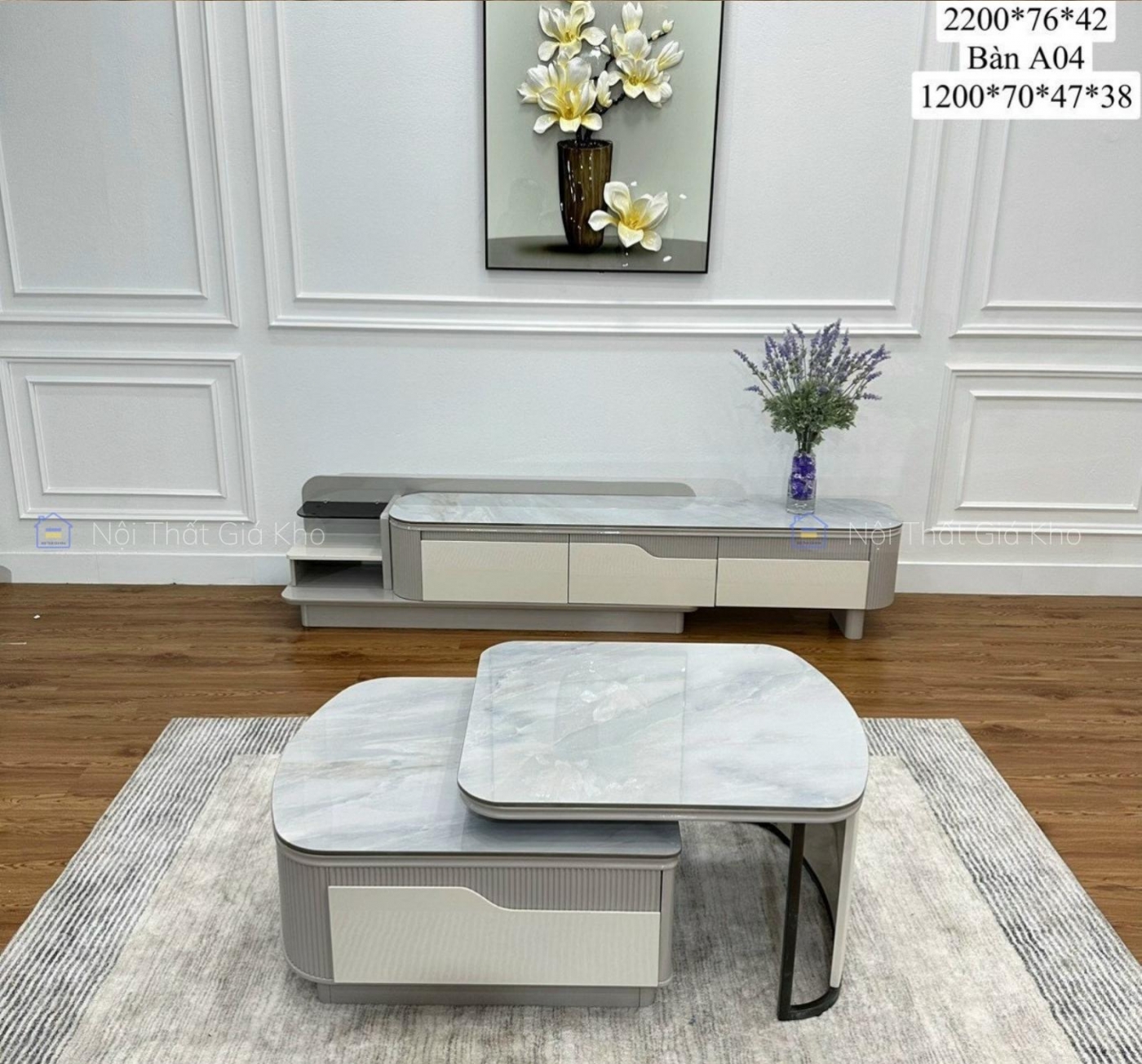 Combo bàn trà và kệ tivi nhập khẩu đẹp