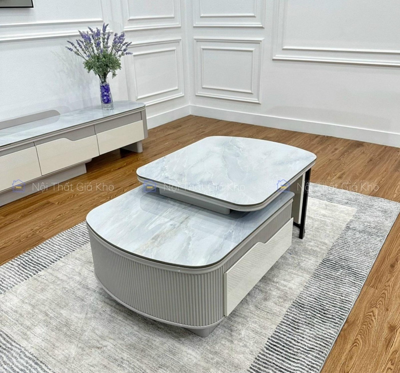 Combo bàn trà và kệ tivi nhập khẩu đẹp