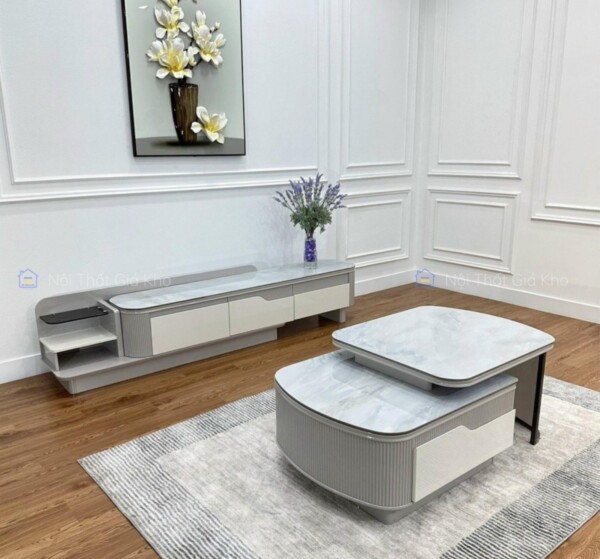 Combo bàn trà và kệ tivi nhập khẩu đẹp