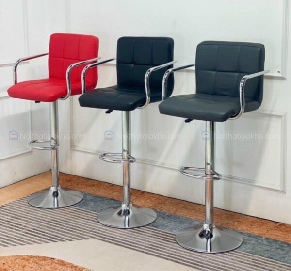 Ghế bar chân xoay nệm da có tay vịn GB02