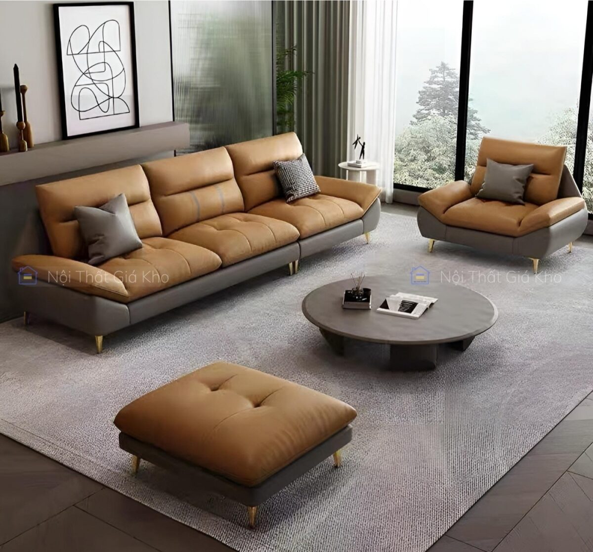 Ghế sofa băng 3 chỗ bọc da cao cấp
