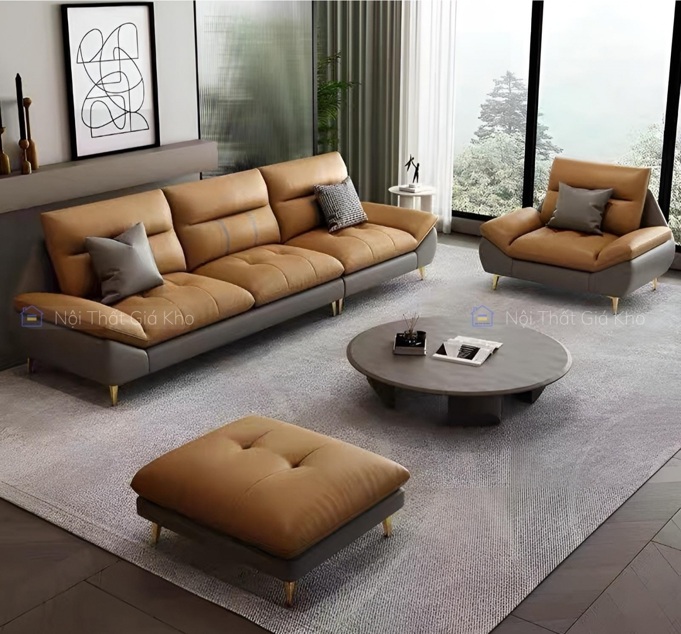 Ghế sofa băng 3 chỗ bọc da cao cấp