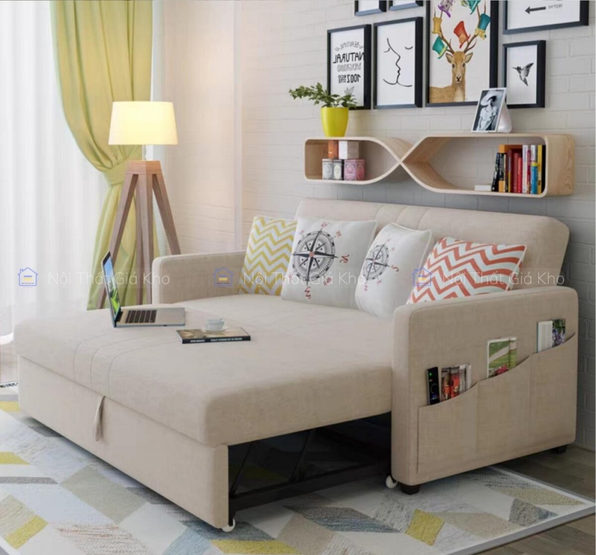Ghế sofa bed vải 1m8