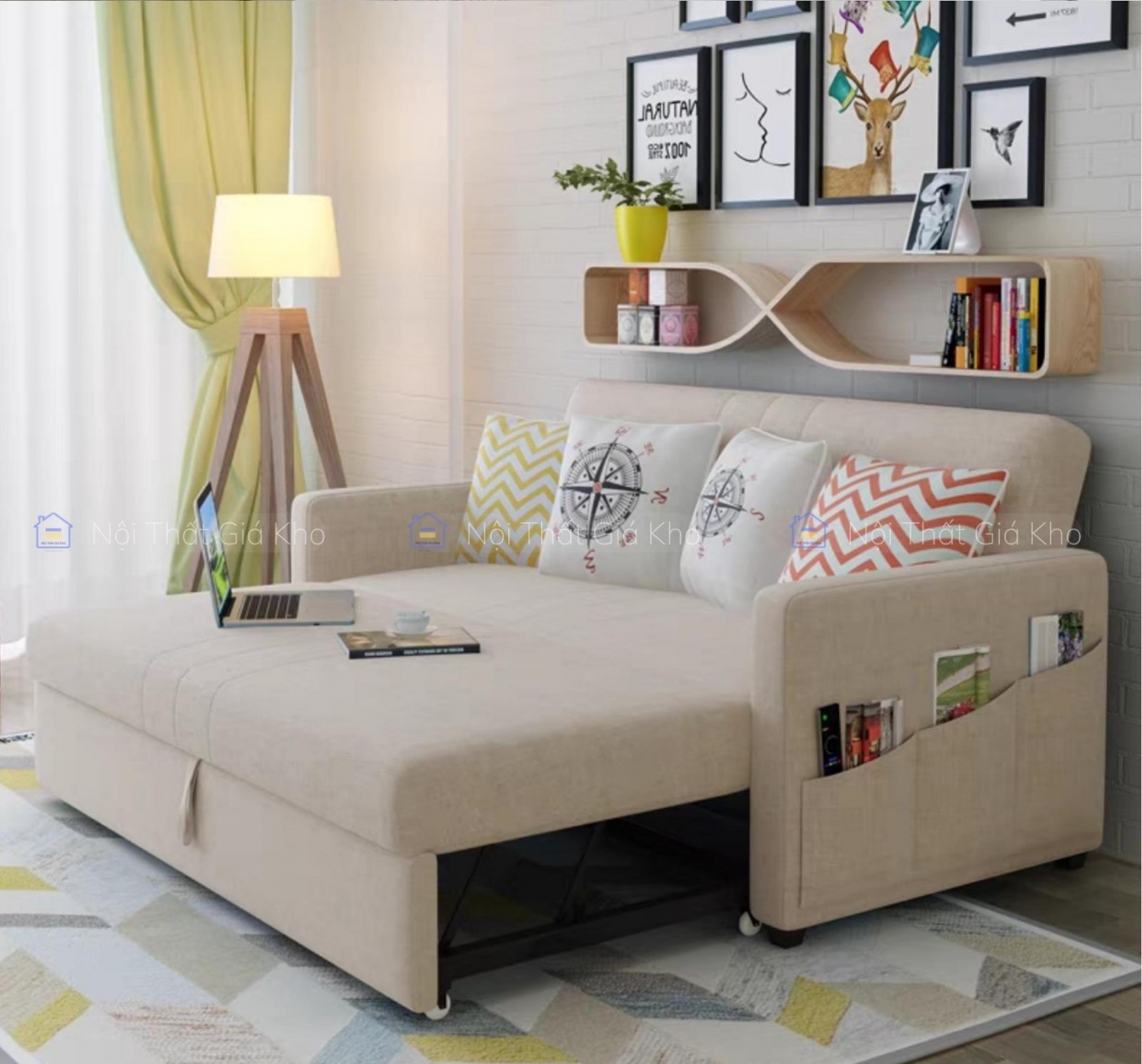 Ghế sofa bed vải 1m8