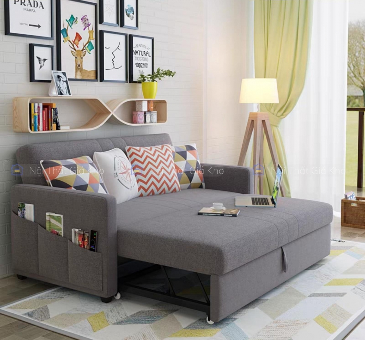 Ghế sofa bed vải 1m8