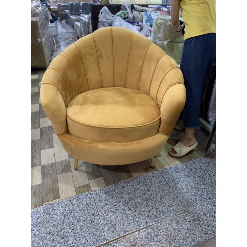 Ghế sofa đơn vỏ sò chân sắt mạ vàng