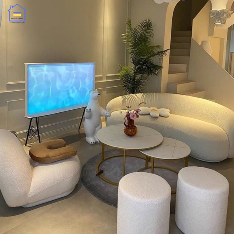 Ghế sofa lông cừu kiểu cong