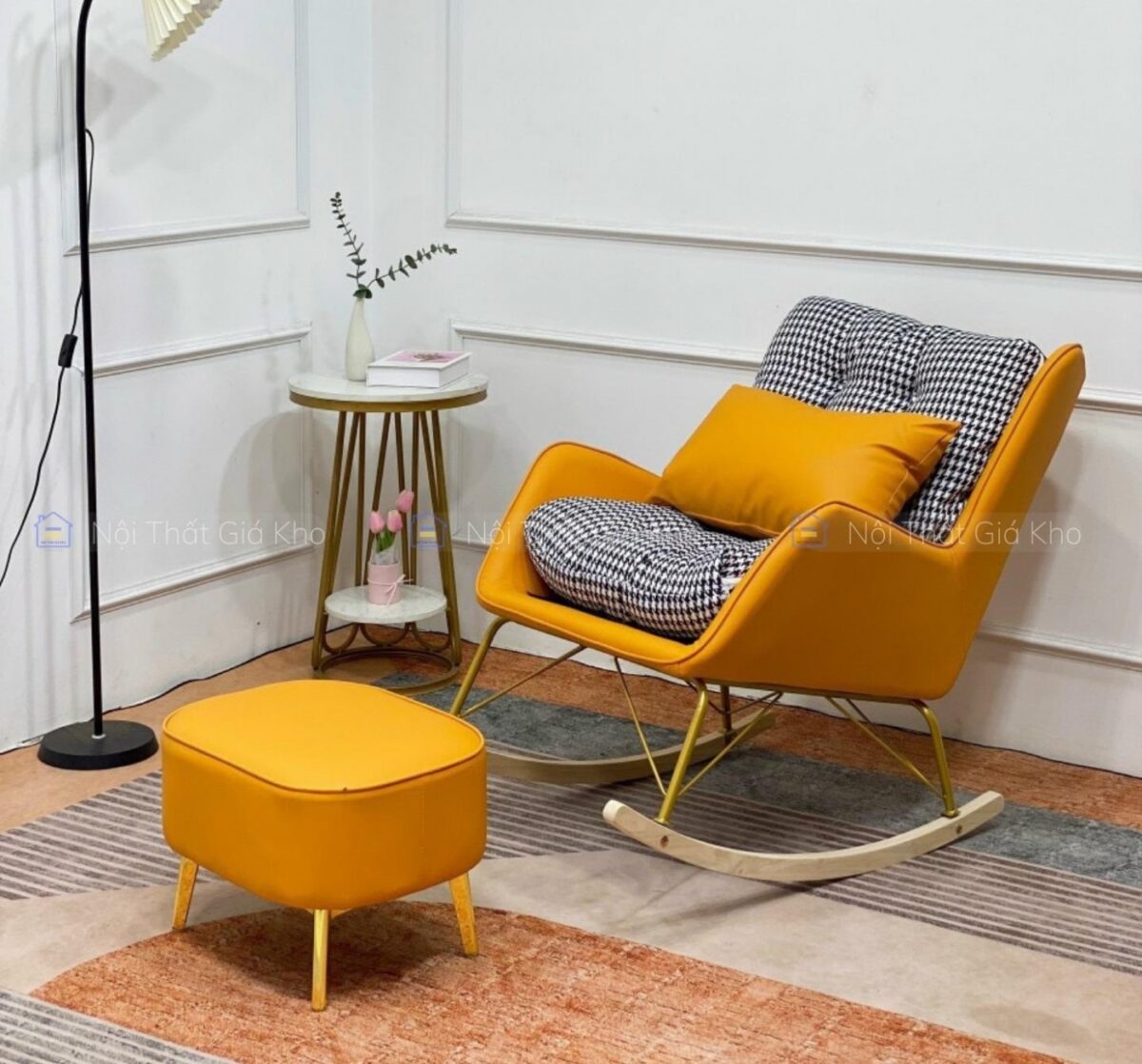 Ghế sofa thư giãn nhập khẩu kèm đôn