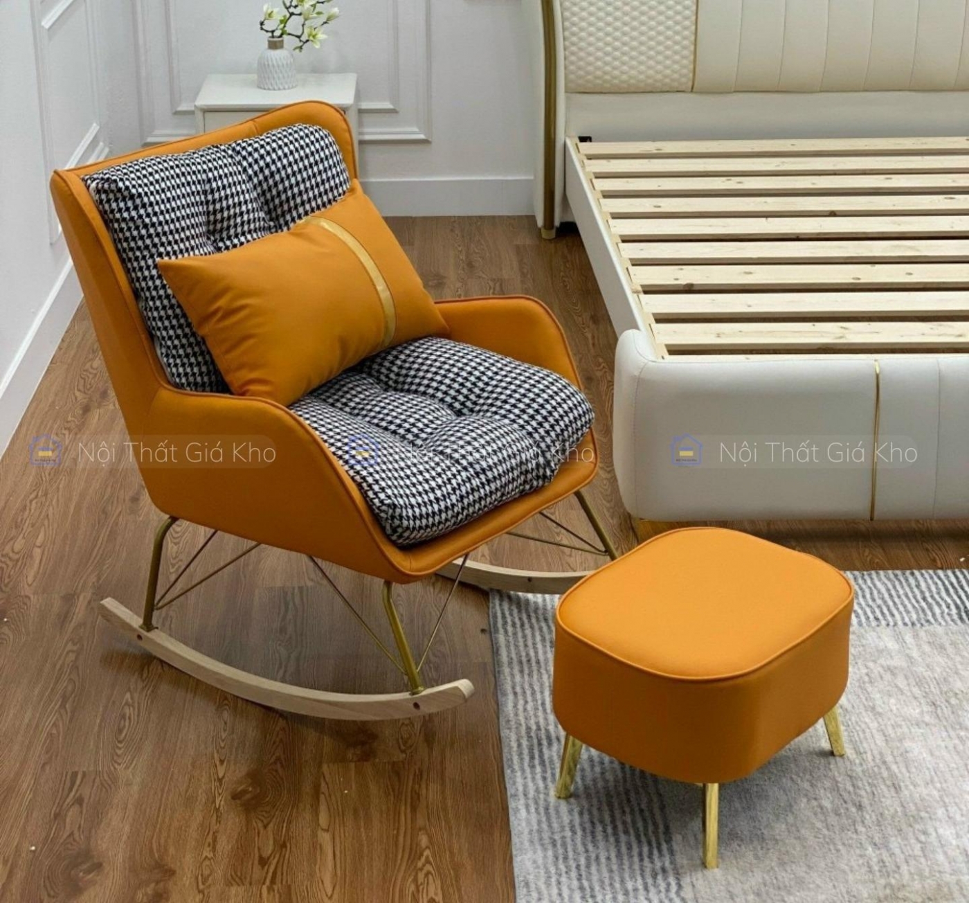 Ghế sofa thư giãn nhập khẩu kèm đôn