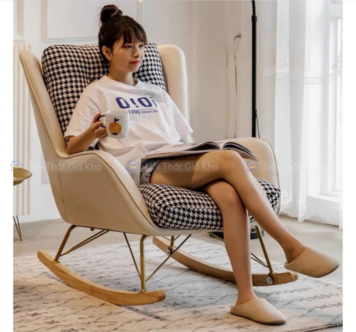 Ghế sofa thư giãn nhập khẩu kèm đôn