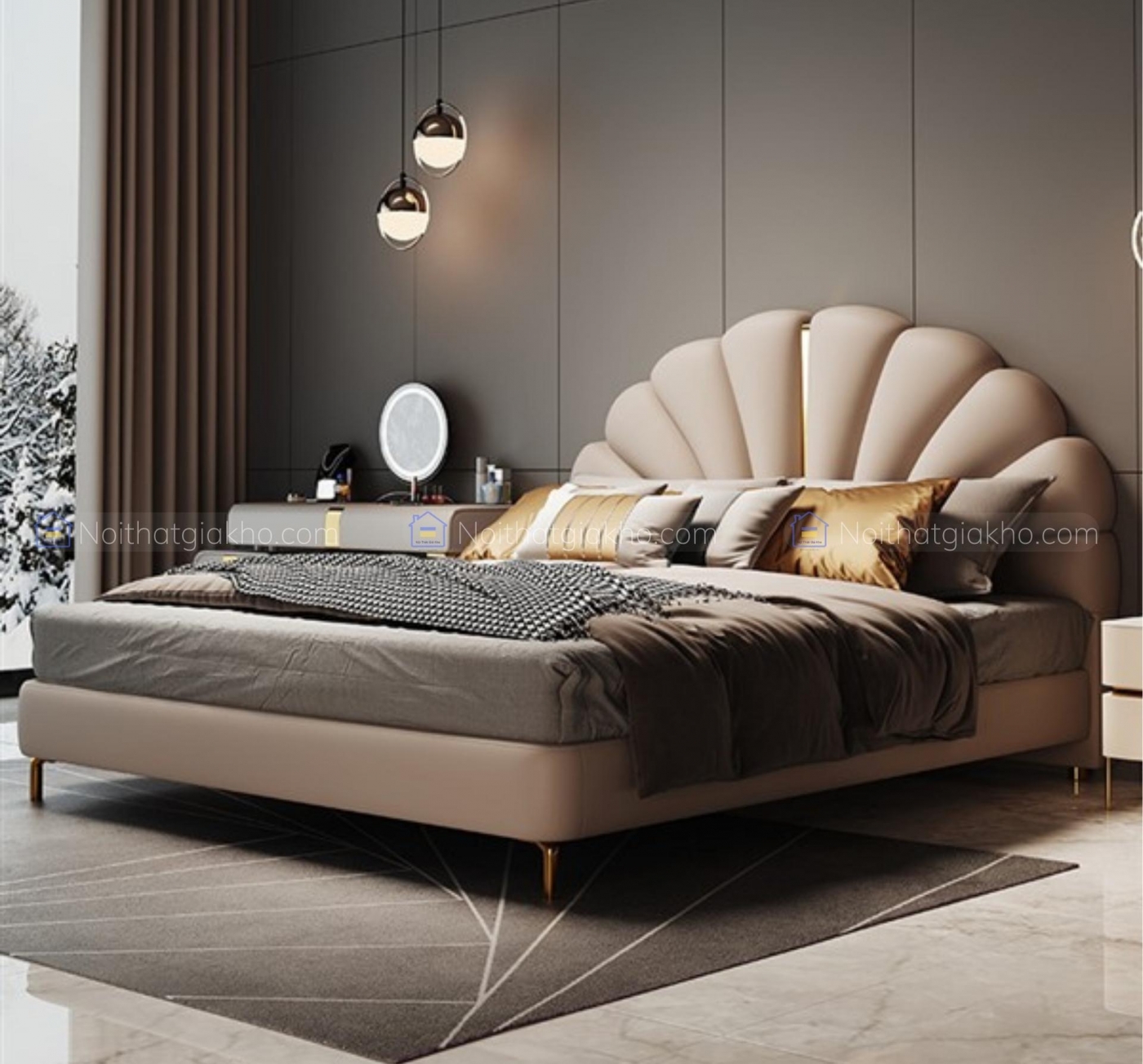 Giường bọc da nhập khẩu GN09