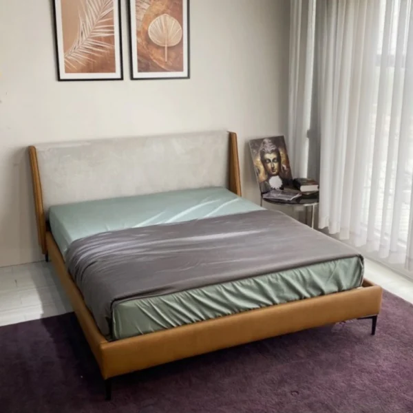 Giường bọc da vải nhung hiện đại