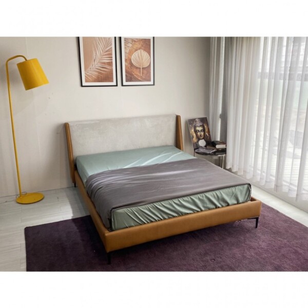 Giường bọc da vải nhung hiện đại