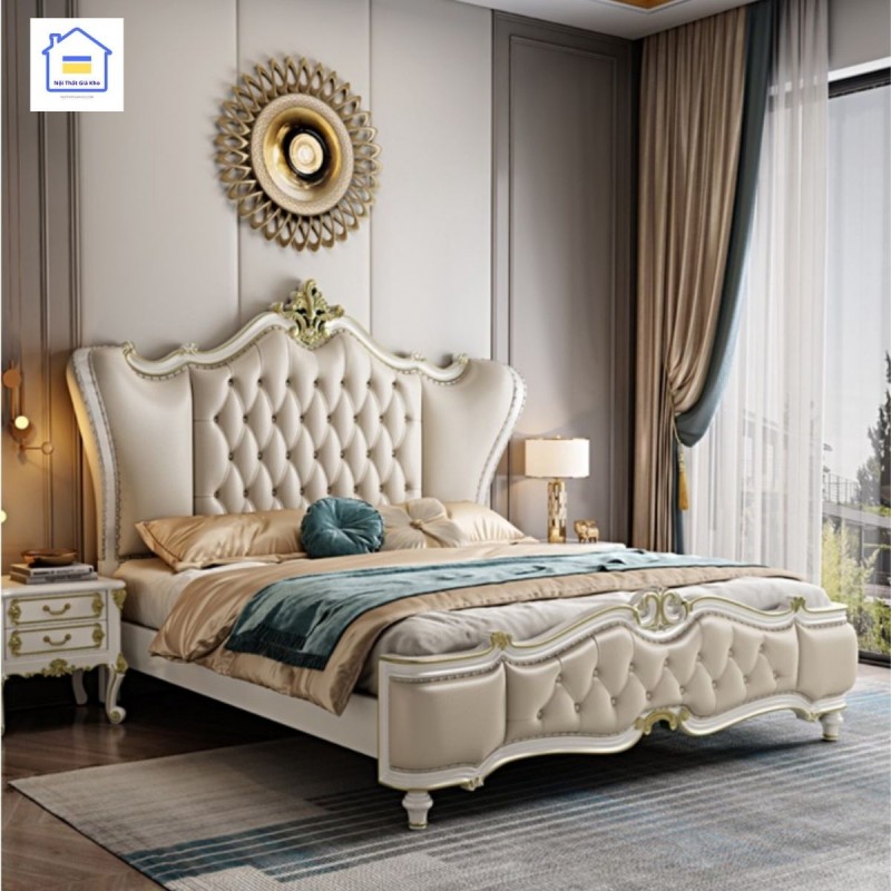 Giường bọc nệm hoàng gia GN01, Giường bọc nệm nhập khẩu cao cấp
