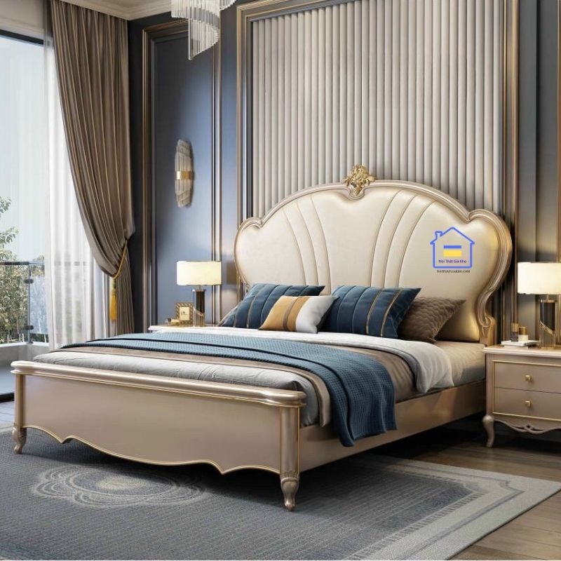 Giường bọc nệm hoàng gia nhập khẩu