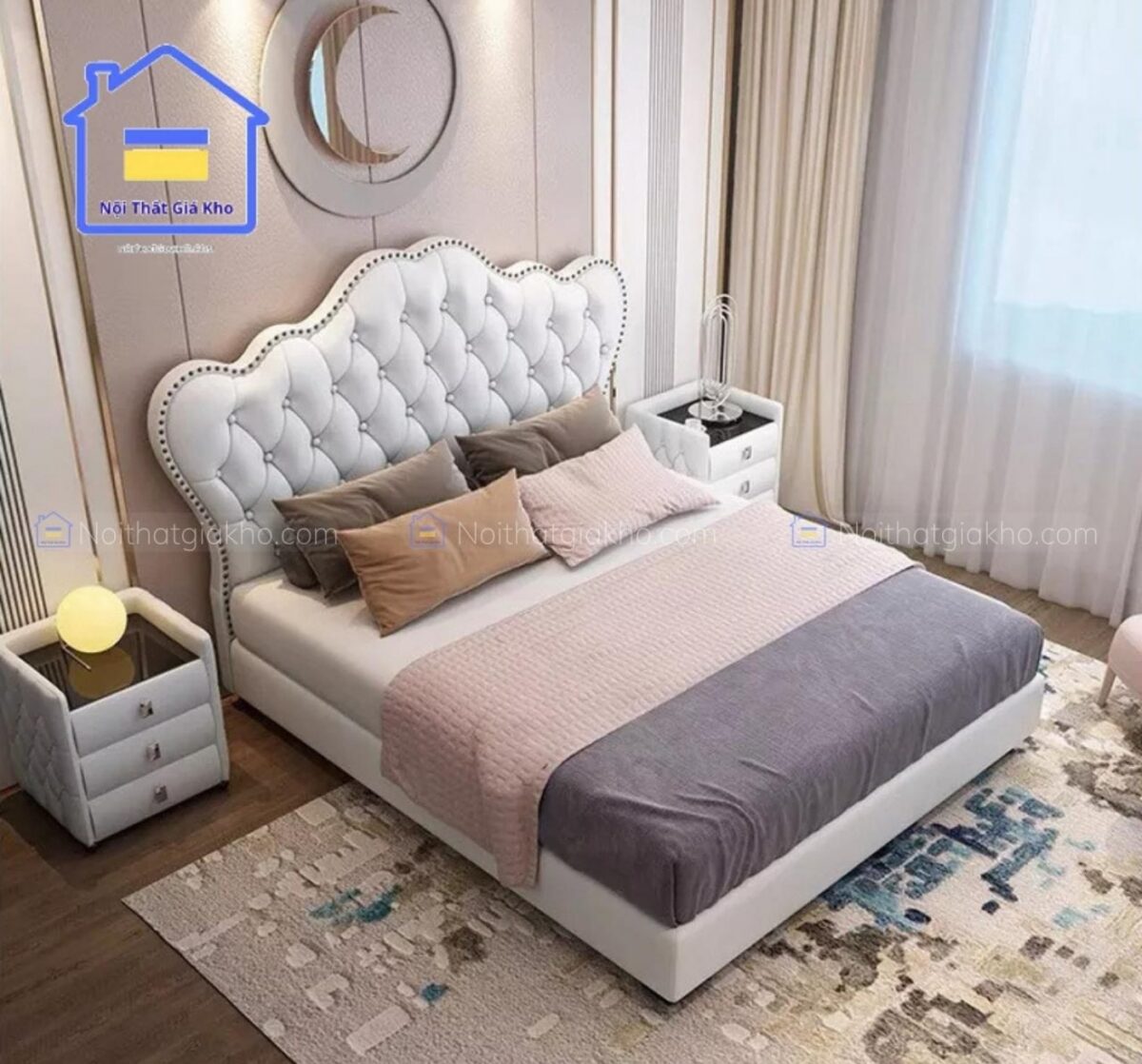 Giường bọc nệm tân cổ điển