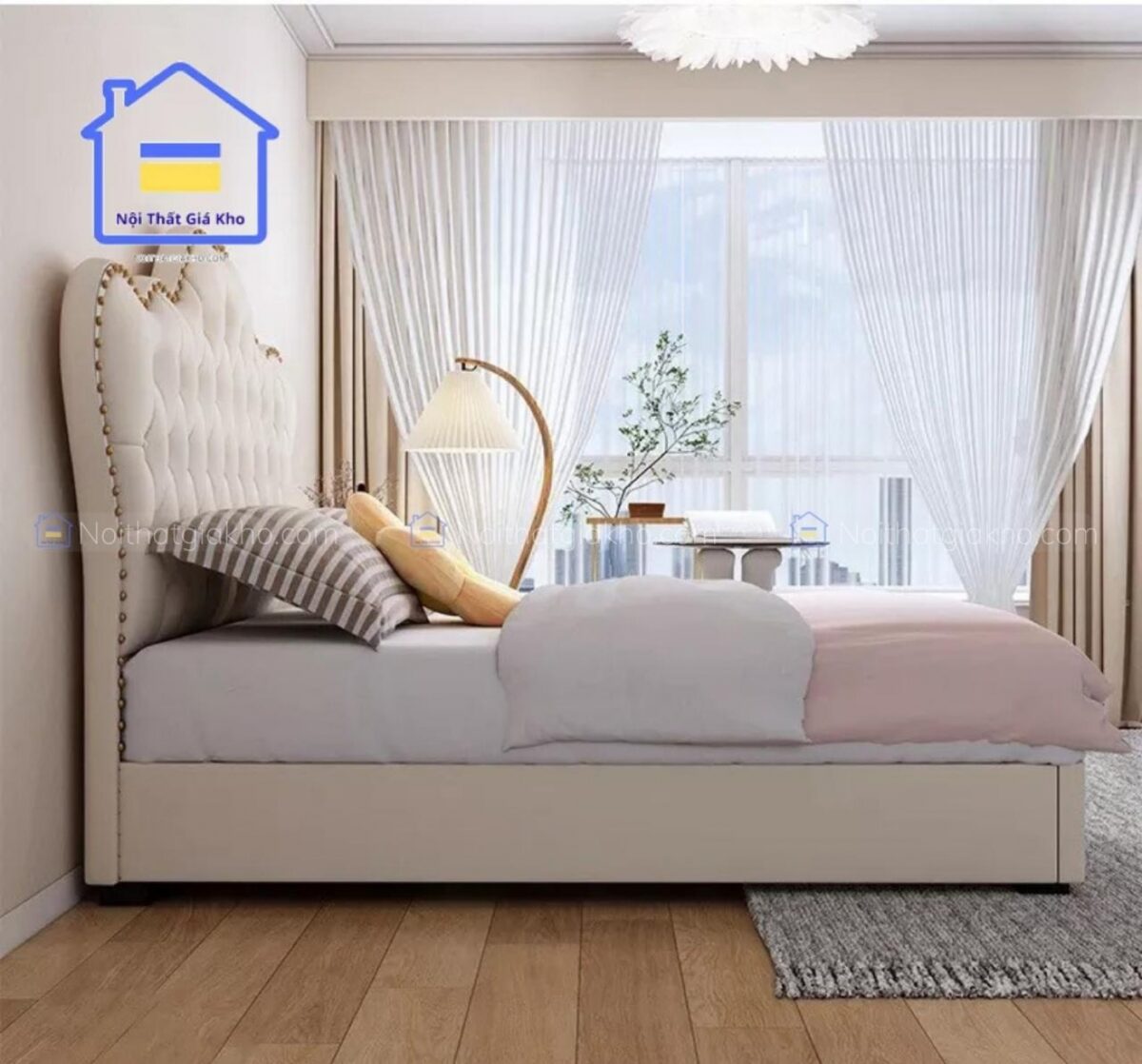 Giường bọc nệm tân cổ điển