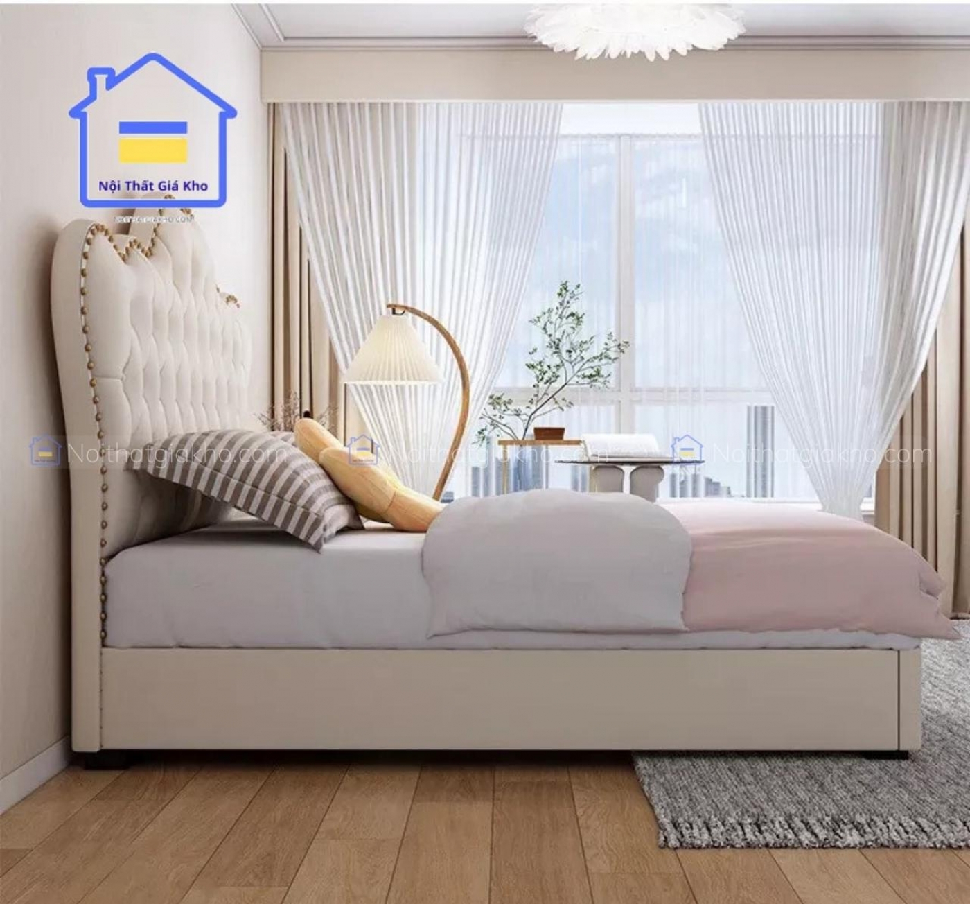 Giường bọc nệm tân cổ điển