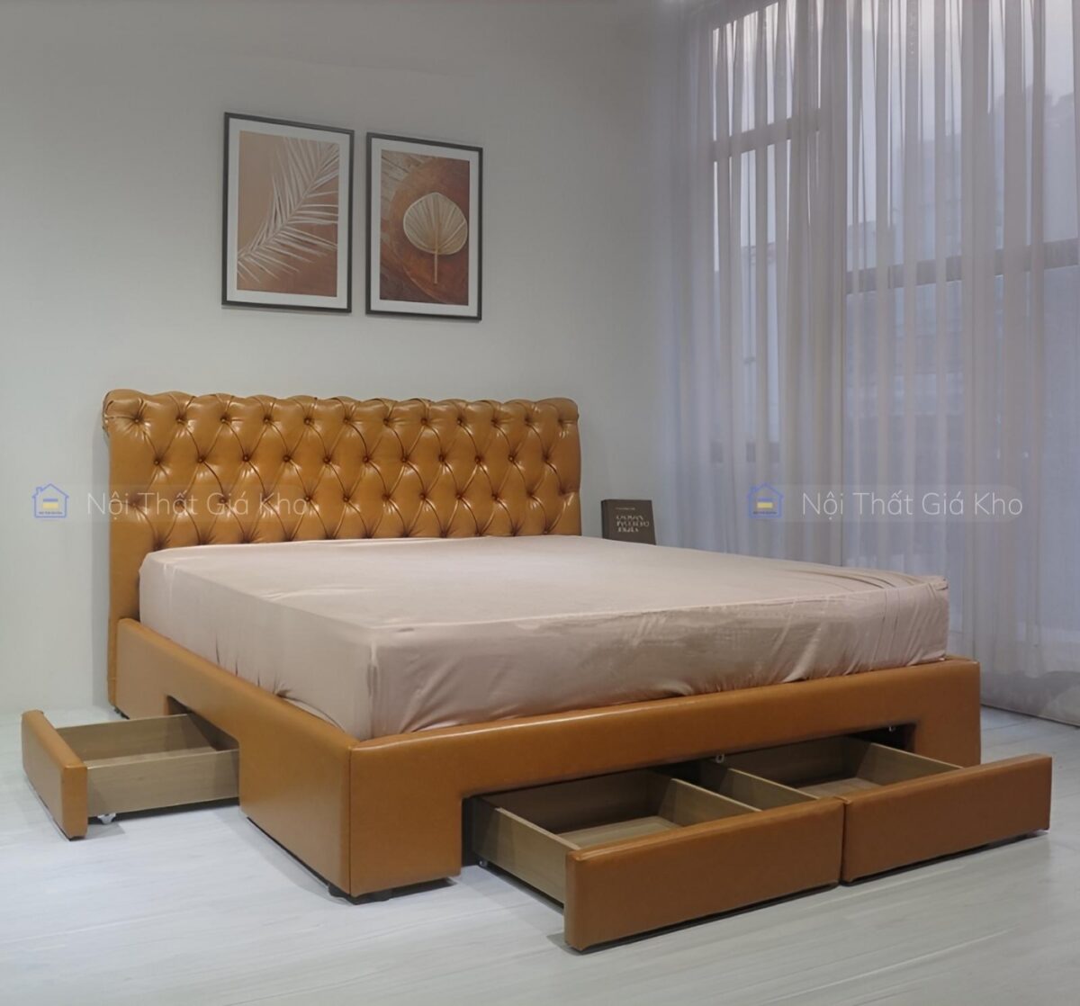 Giường da cao cấp hộc kéo