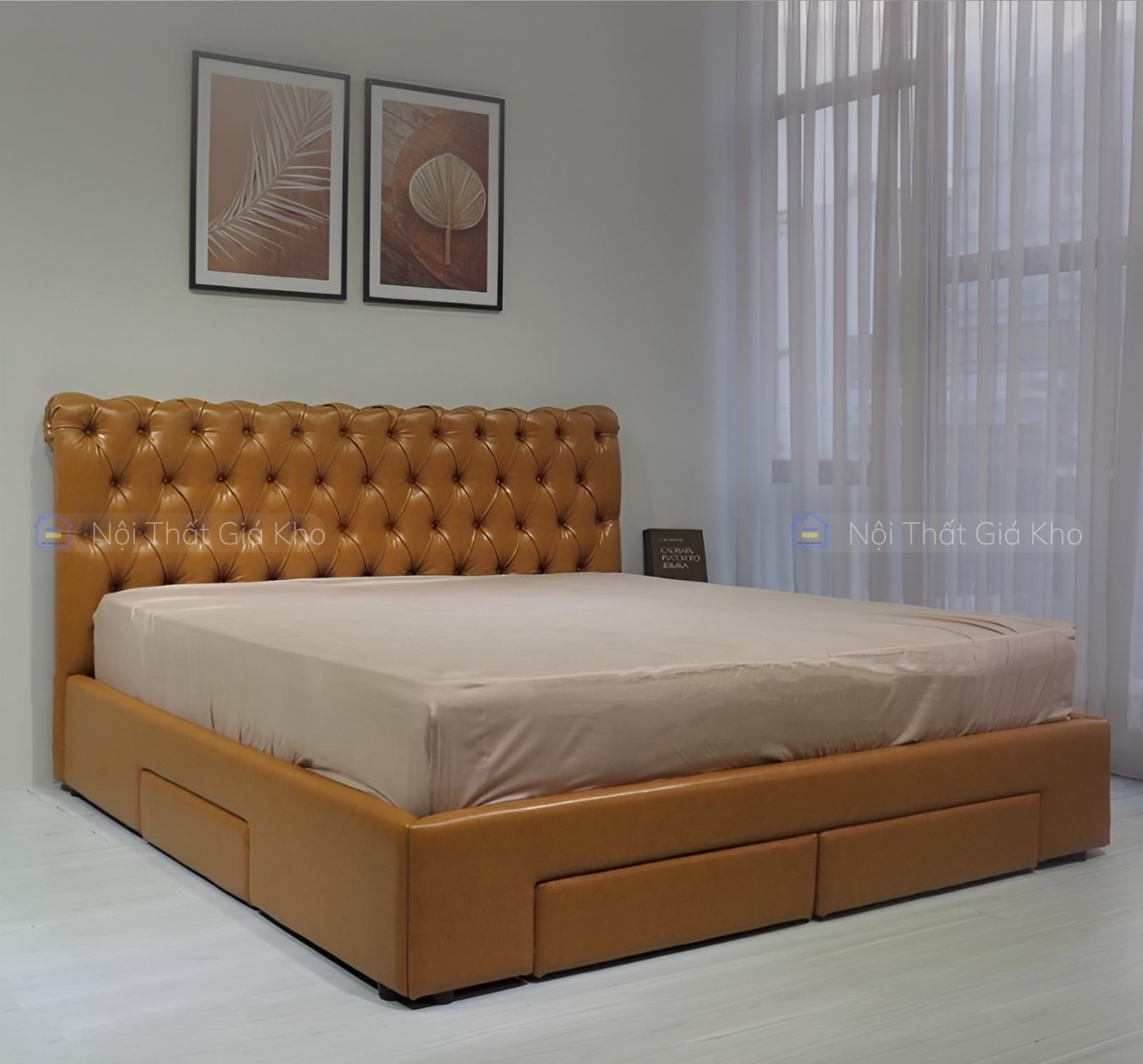 Giường da cao cấp hộc kéo