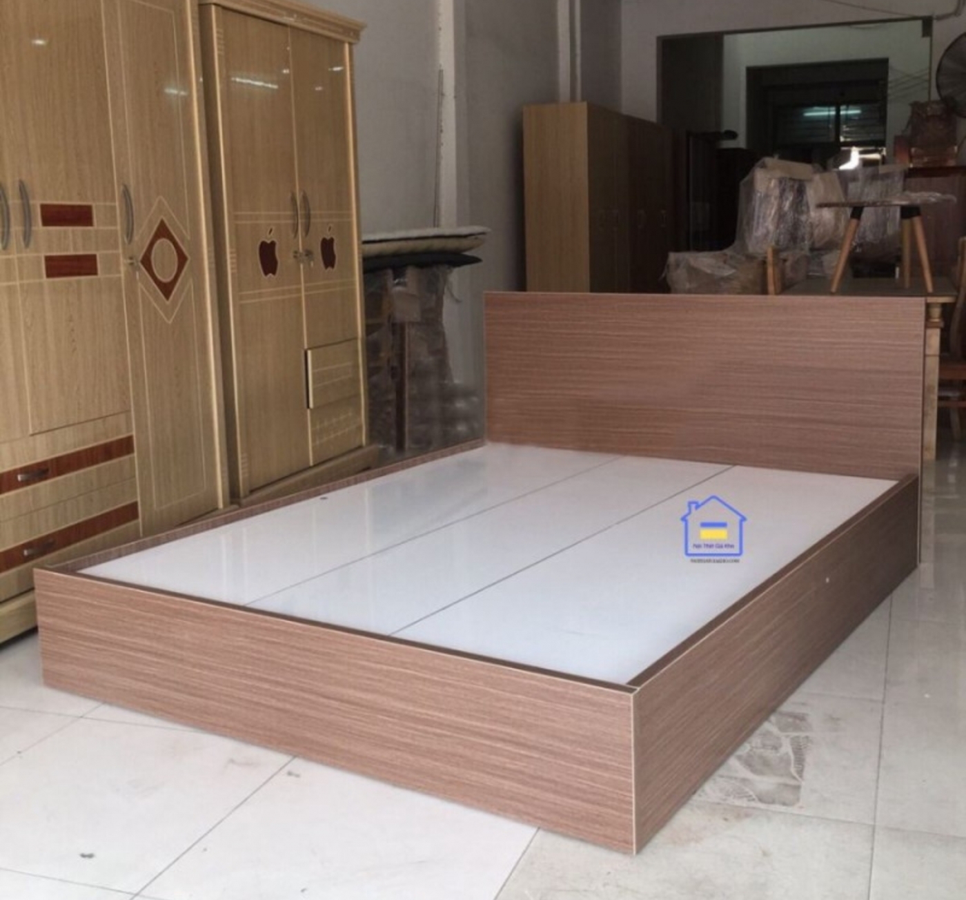 Giường gỗ công nghiệp MDF 2 hộc kéo