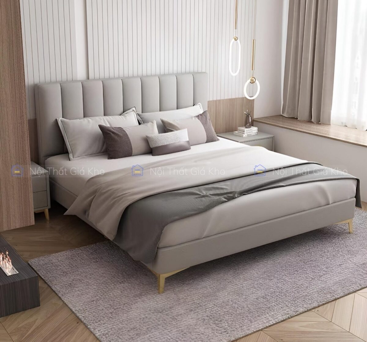 Giường ngủ bọc nệm da đẹp hiện đại giá rẻ