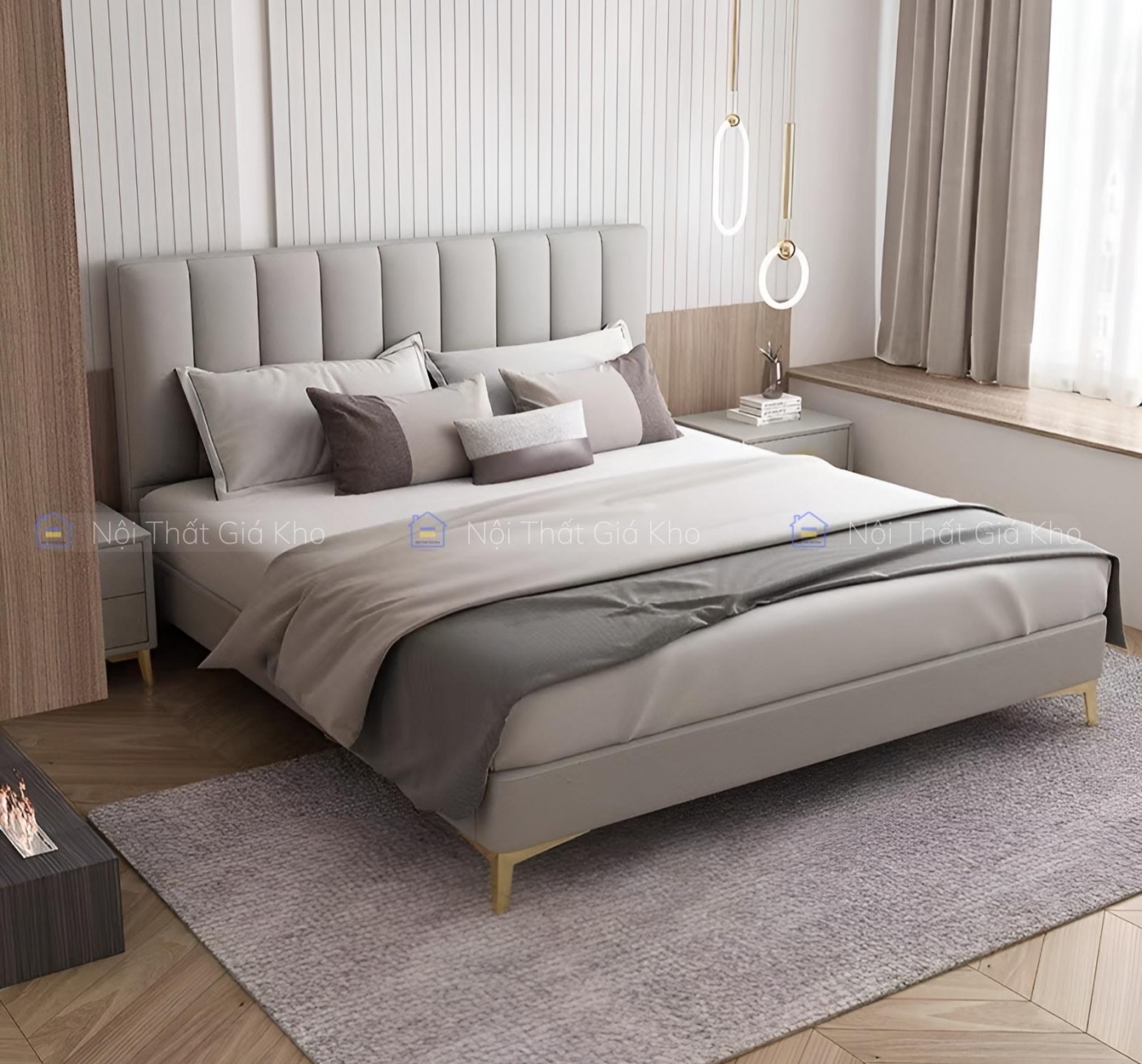Giường ngủ bọc nệm da đẹp hiện đại giá rẻ