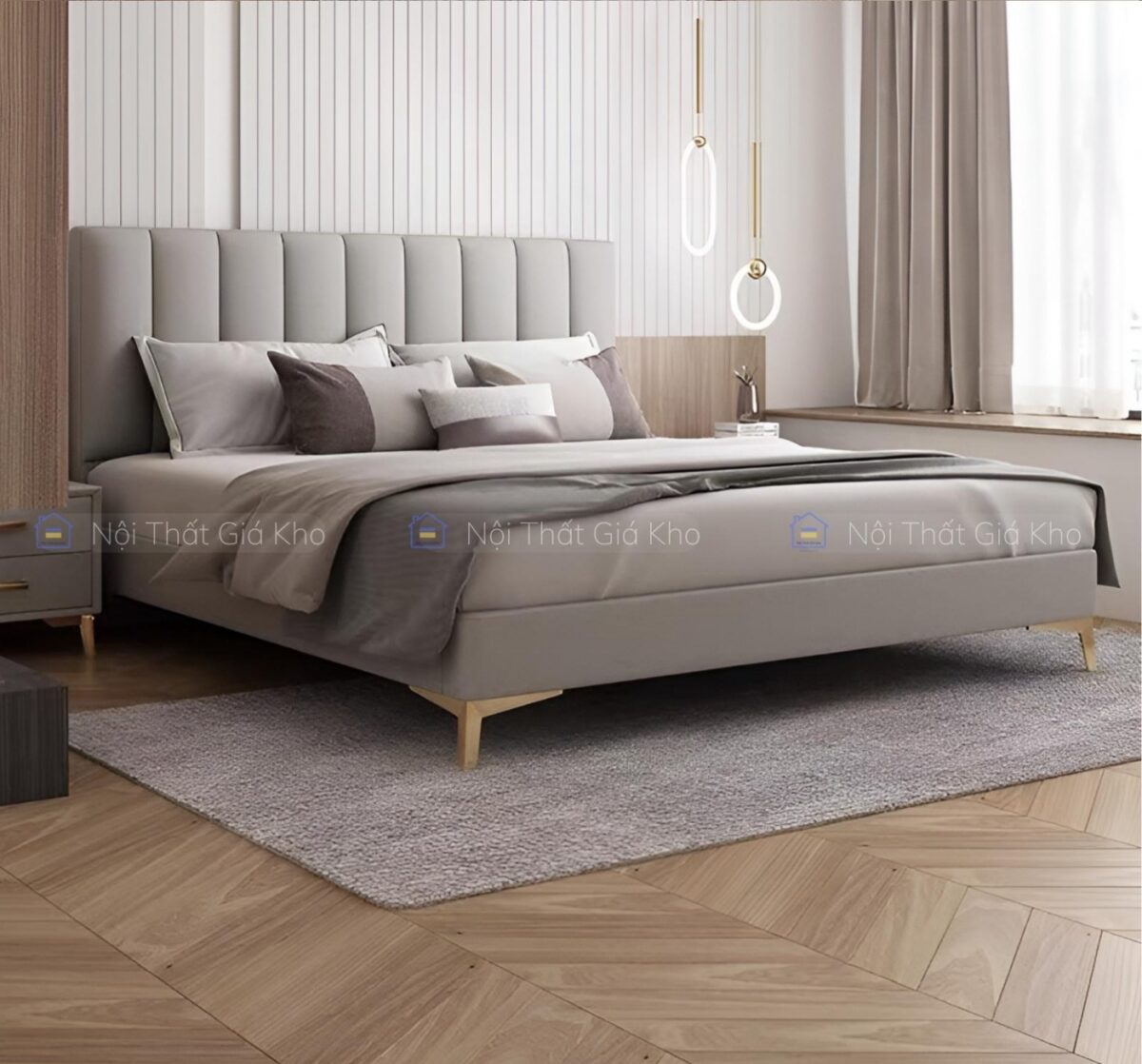 Giường ngủ bọc nệm da đẹp hiện đại giá rẻ