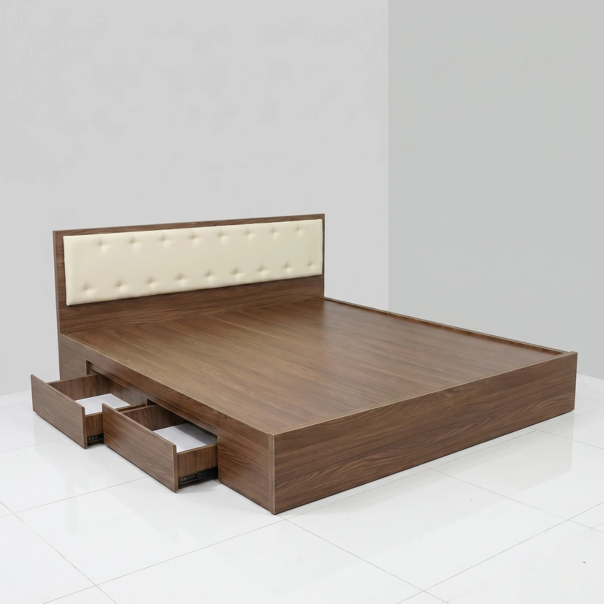 Giường ngủ gỗ MDF bọc nệm có 2 hộc kéo