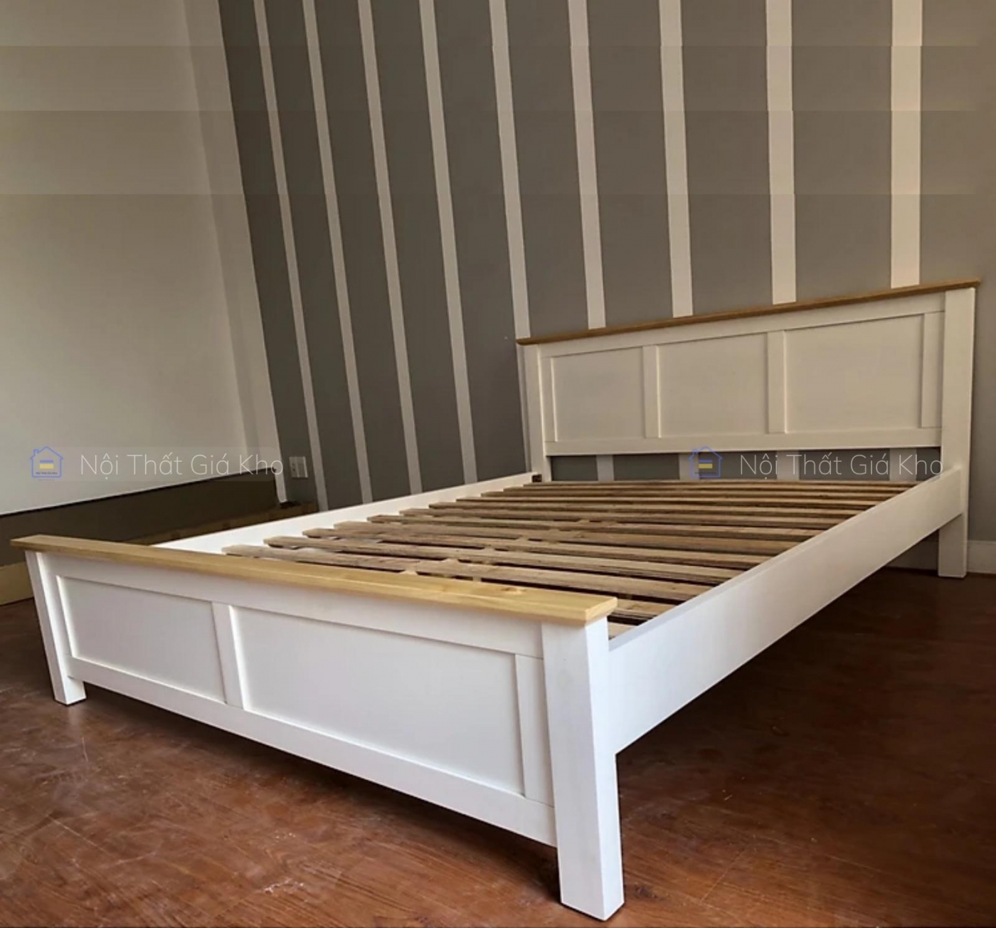 Giường gỗ thông giá rẻ 1m6 1m8 cho sinh viên