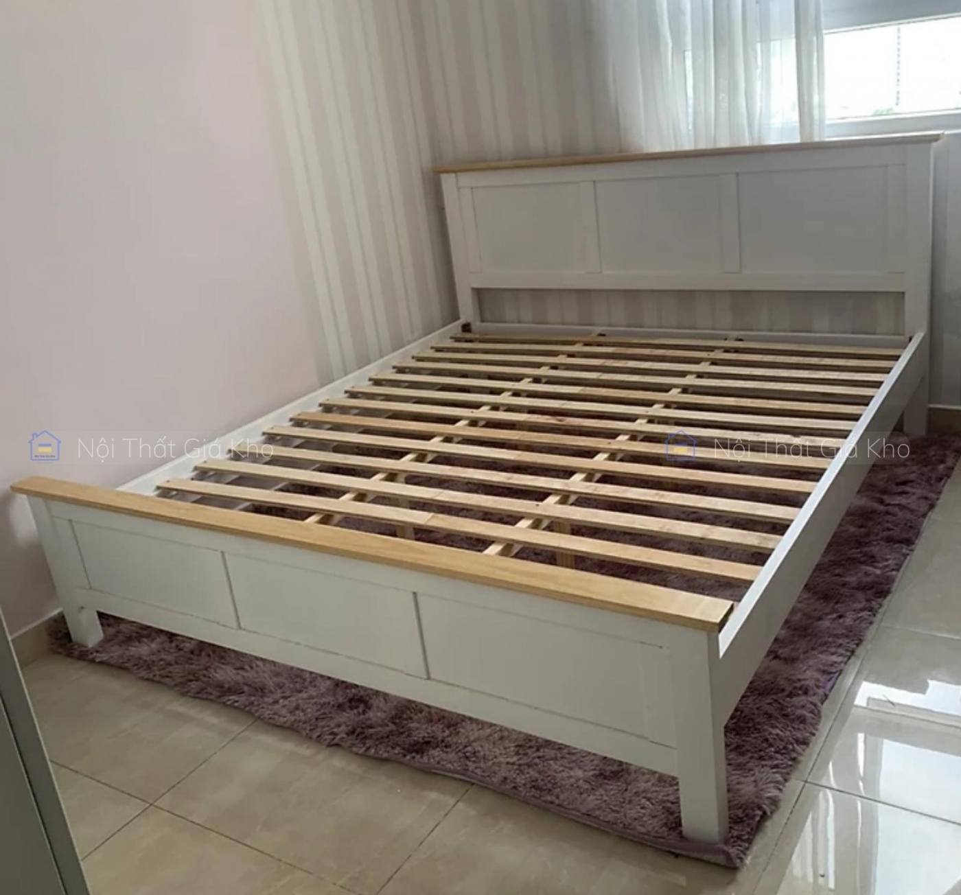 Giường gỗ thông giá rẻ 1m6 1m8 cho sinh viên