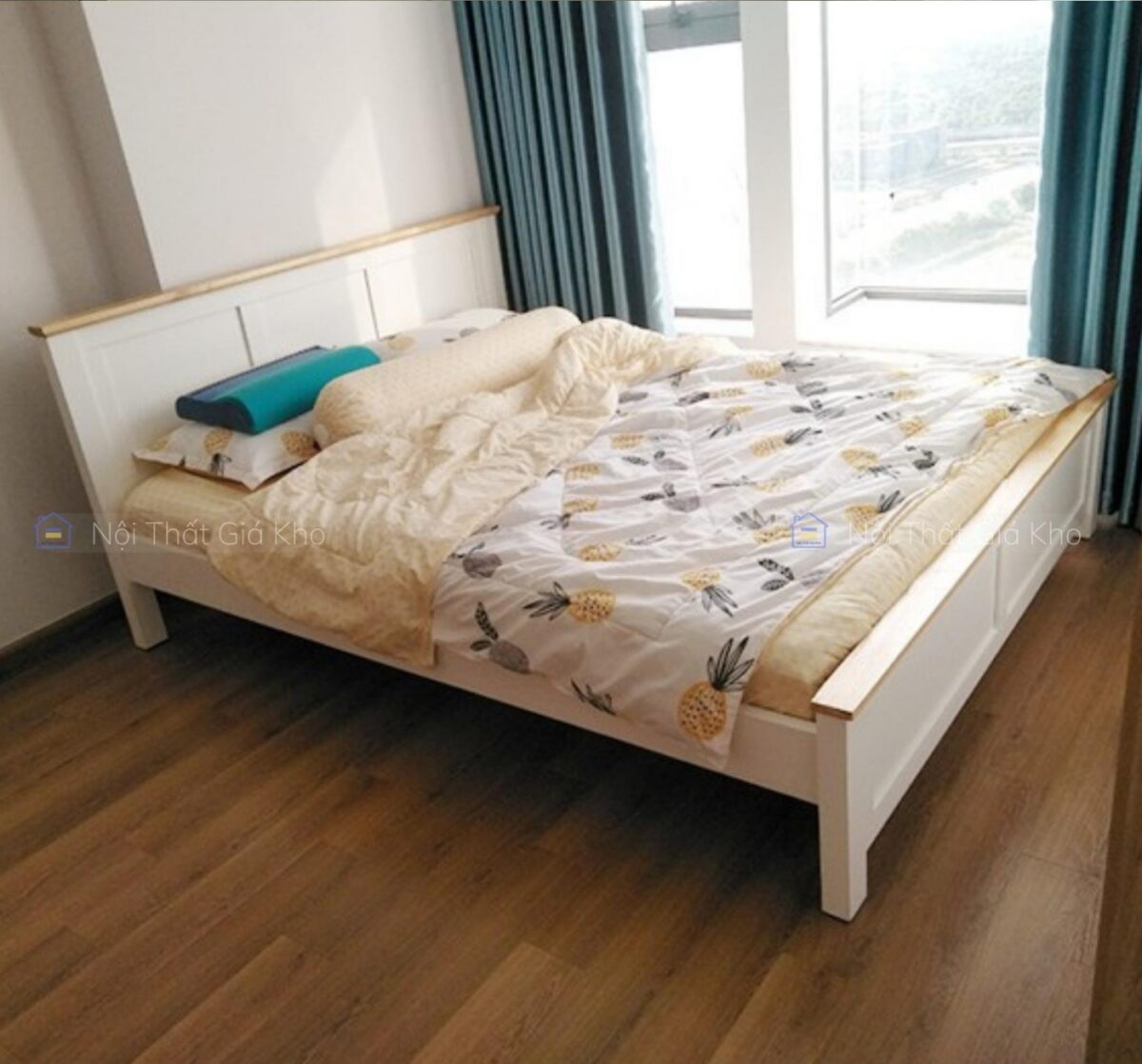 Giường gỗ thông giá rẻ 1m6 1m8 cho sinh viên