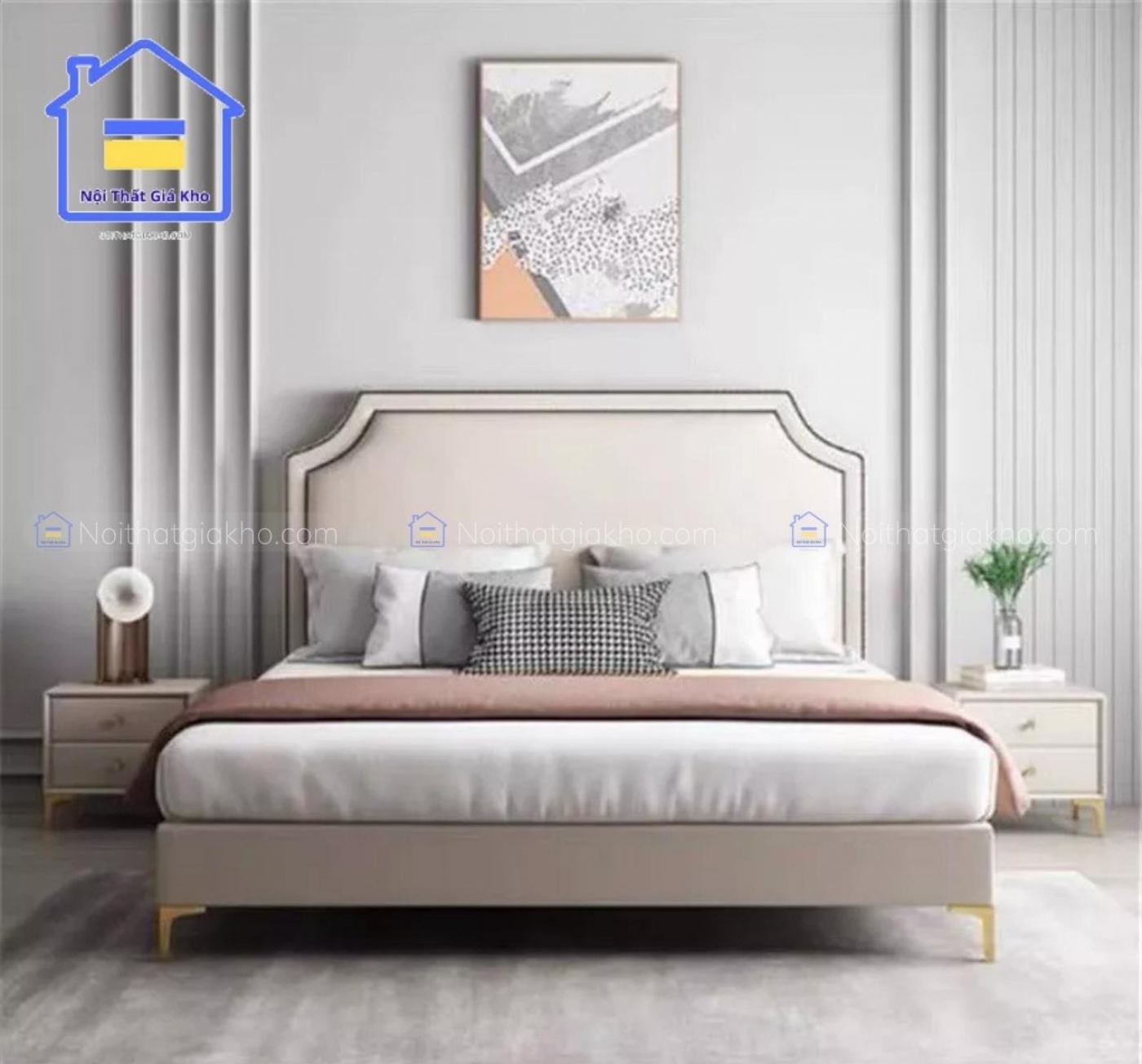 Giường ngủ hiện đại bọc nệm da công nghiệp