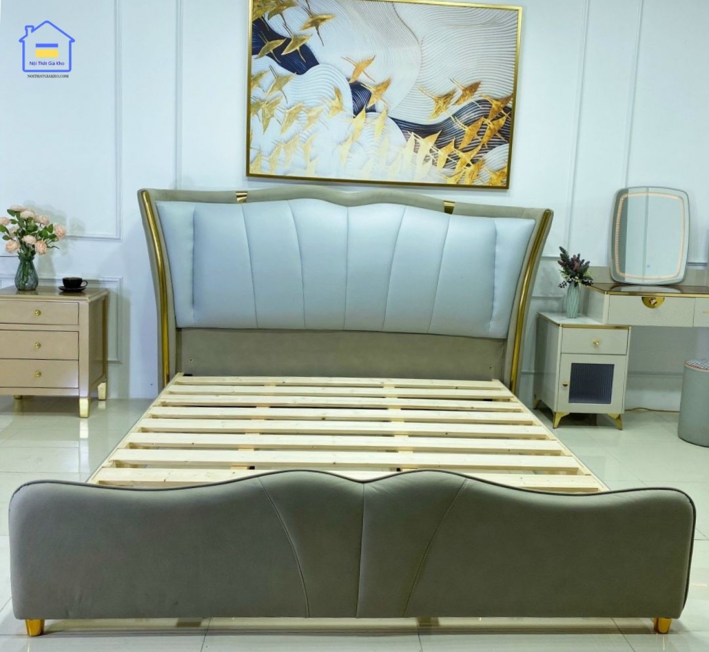 Giường ngủ nhập khẩu bọc da sang trọng GN05