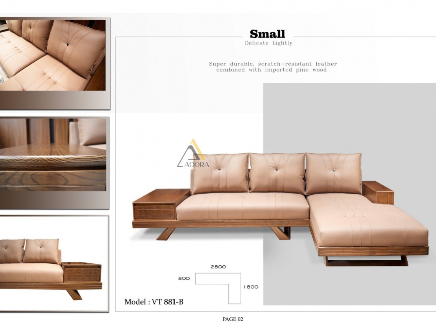 Sofa gỗ góc L Adora VT881