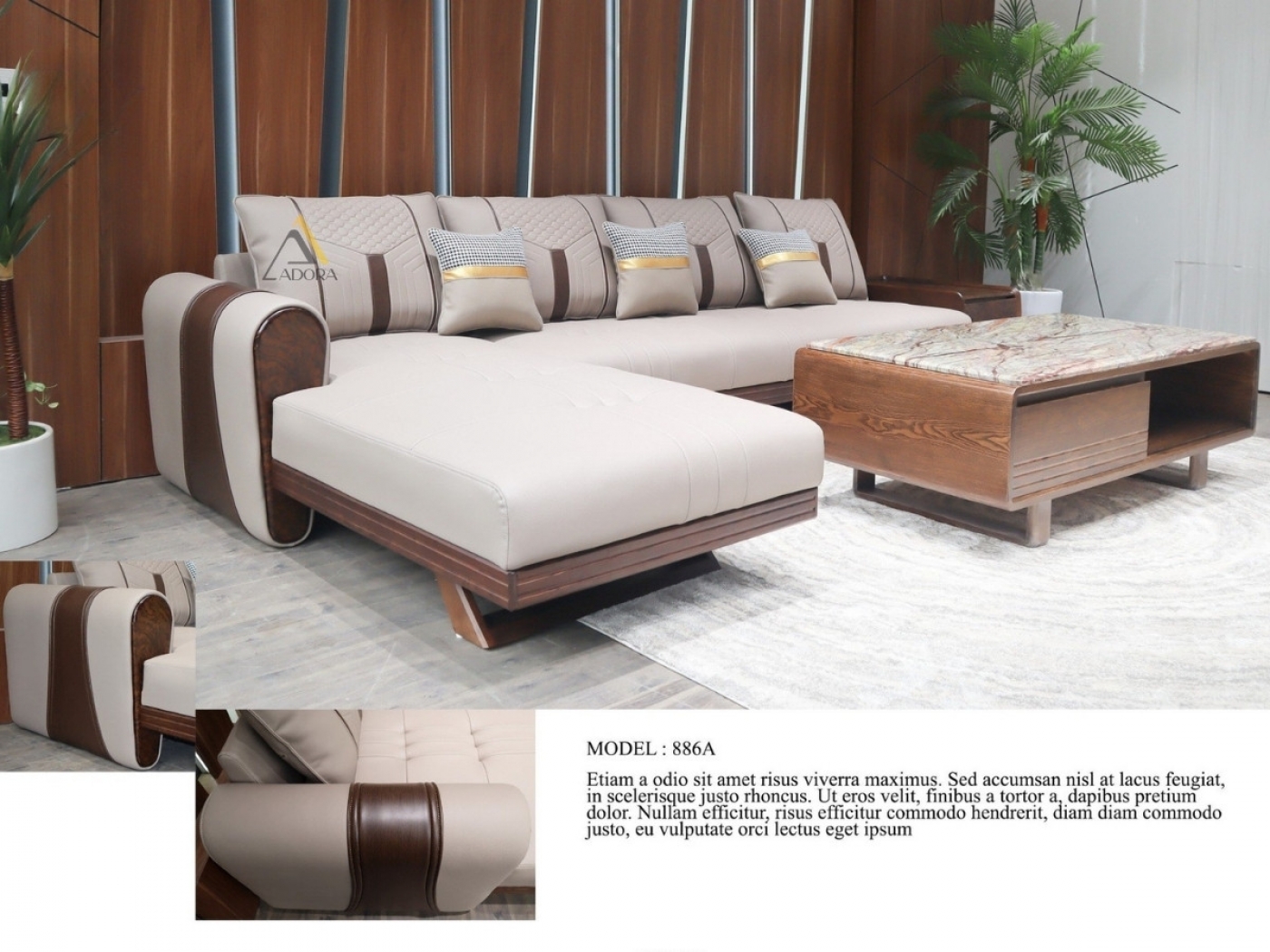 Sofa gỗ góc L Adora VT886