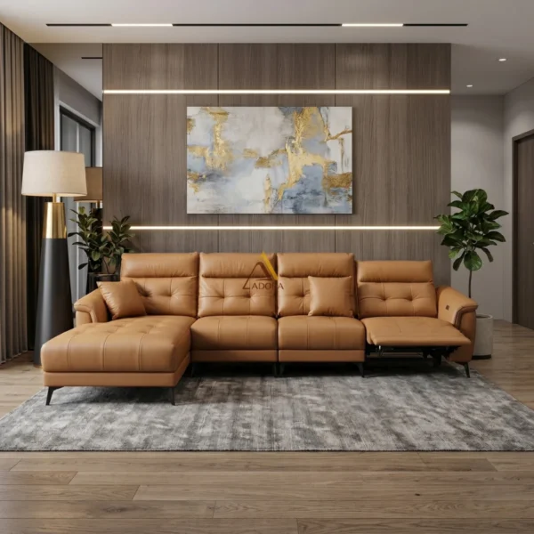 Sofa góc L Da Bò Adora Luxury